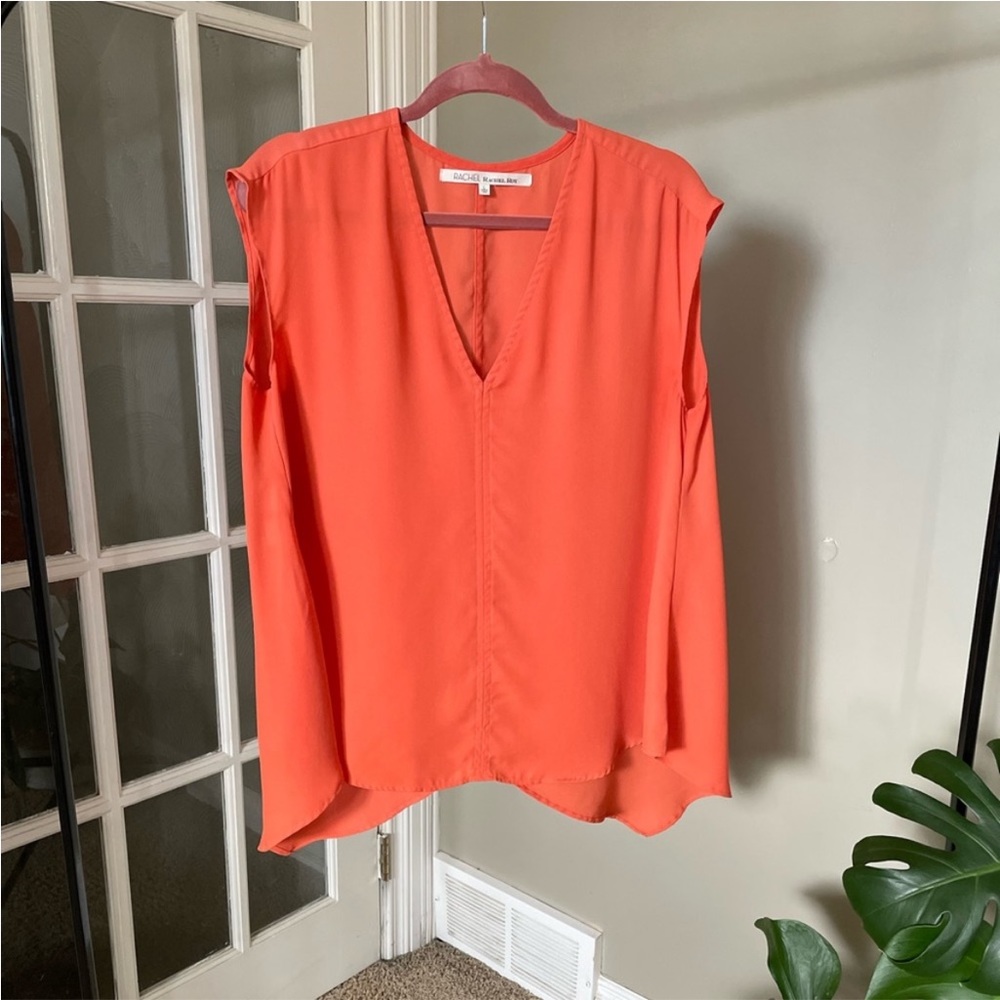 Rachel Roy Orange Chiffon Blouse L